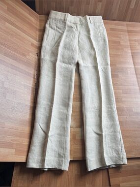 Loft linen Marisa Trousers, ivory, size 0 petite, wide leg